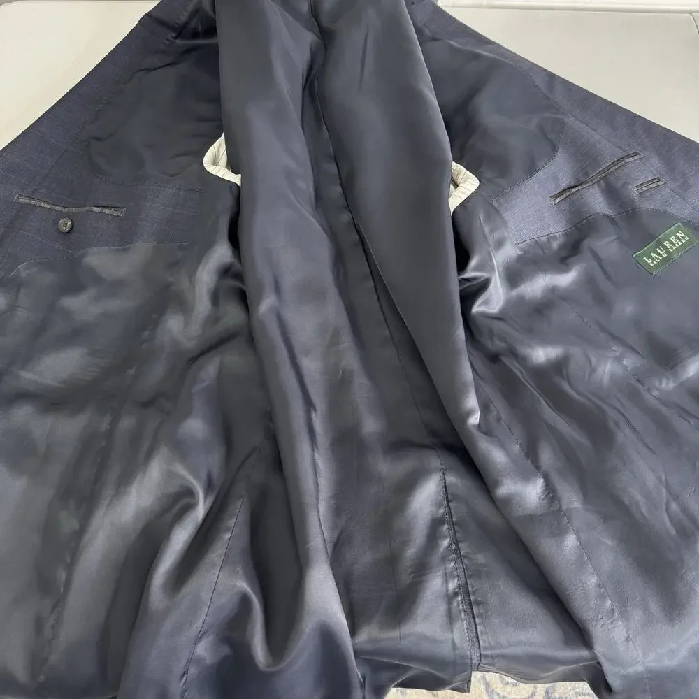 Lauren Ralph Lauren Blazer Mens 48L Blue Wool Classic 2 Button‎ Suit Jacket